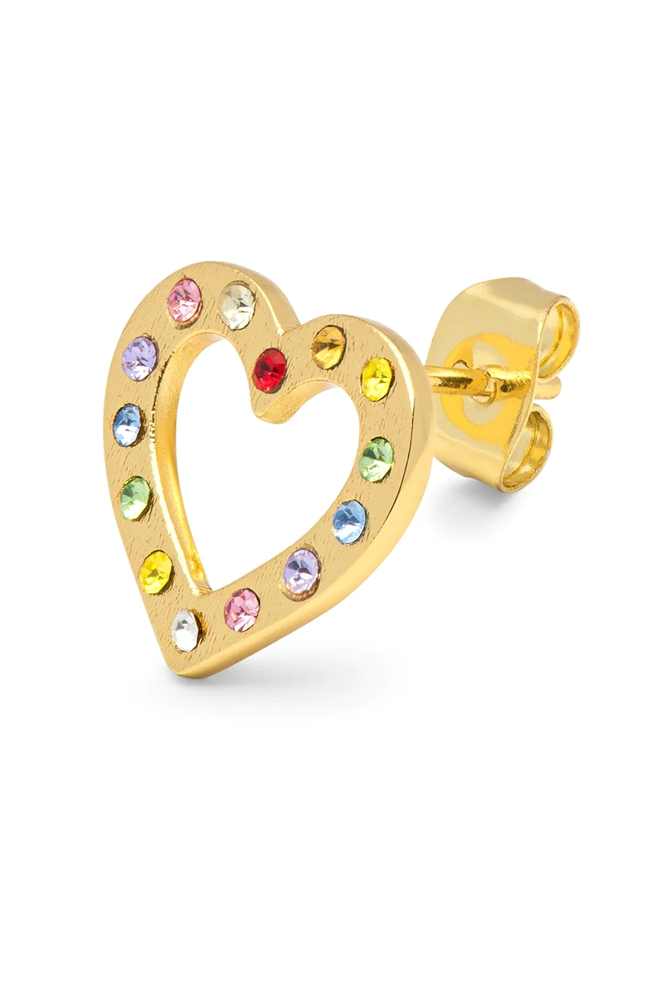 Lulu OMG Heart Rainbow Crystal Single Earring - The Mercantile London