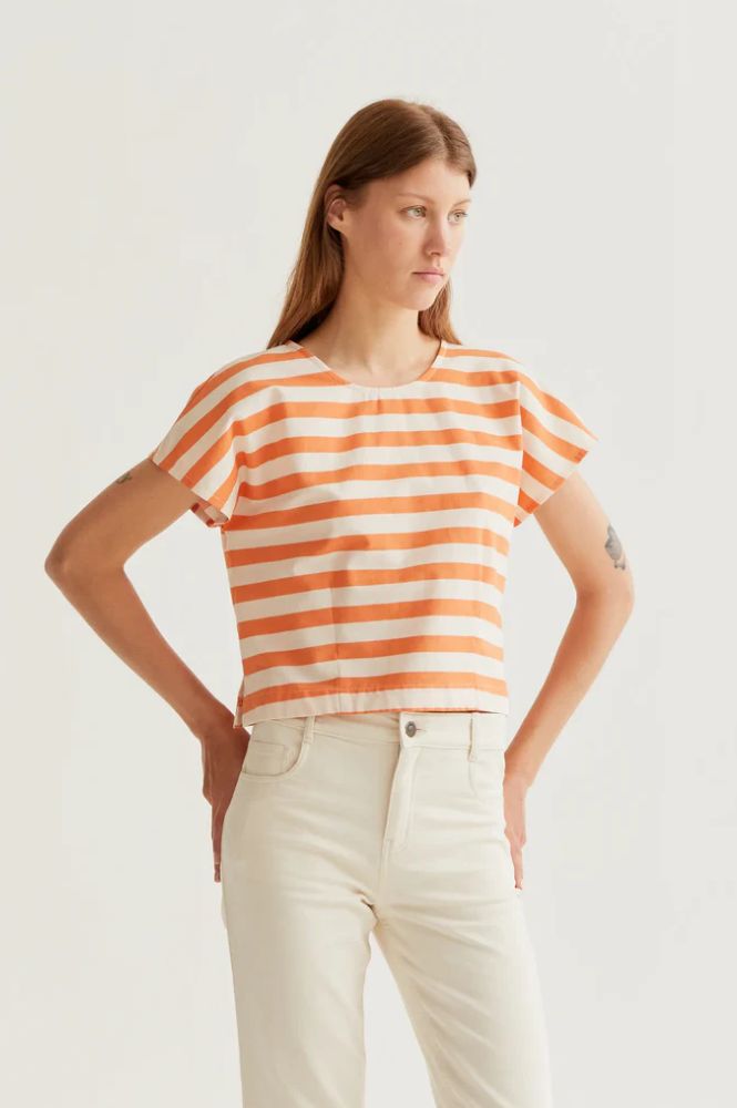 Compania Fantastica Bamboo Orange Stripe Top - The Mercantile London