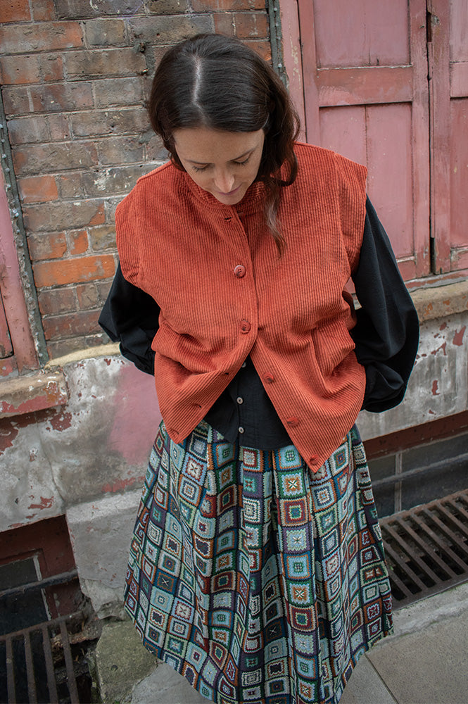 Garance Bresil Terracotta Corduroy Sleeveless Jacket - The Mercantile London