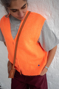A.P Ginia Orange Knitted Sleeveless Vest - The Mercantile London
