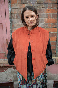 Garance Bresil Terracotta Corduroy Sleeveless Jacket - The Mercantile London
