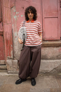 ICHI Mira Sunset Stripe Polo T-Shirt