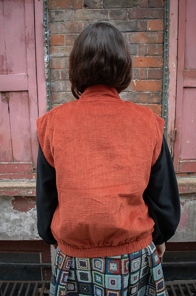 Garance Bresil Terracotta Corduroy Sleeveless Jacket - The Mercantile London