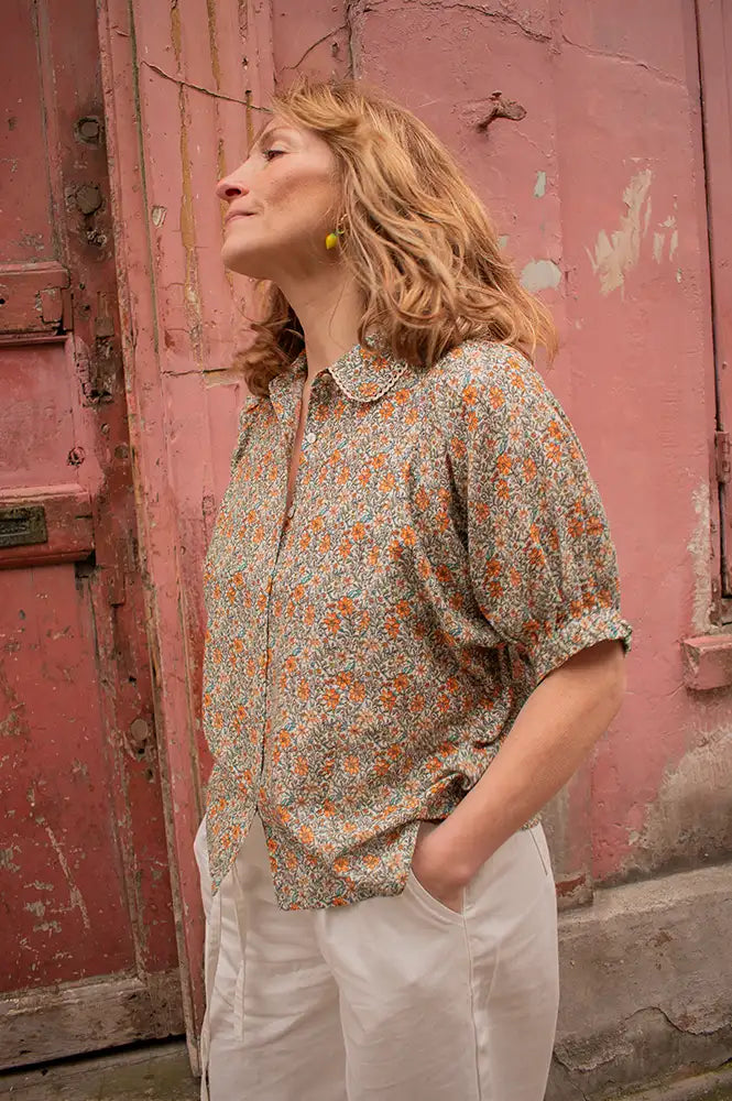 M.A.B.E Jaci Orange Floral Blouse - The Mercantile London