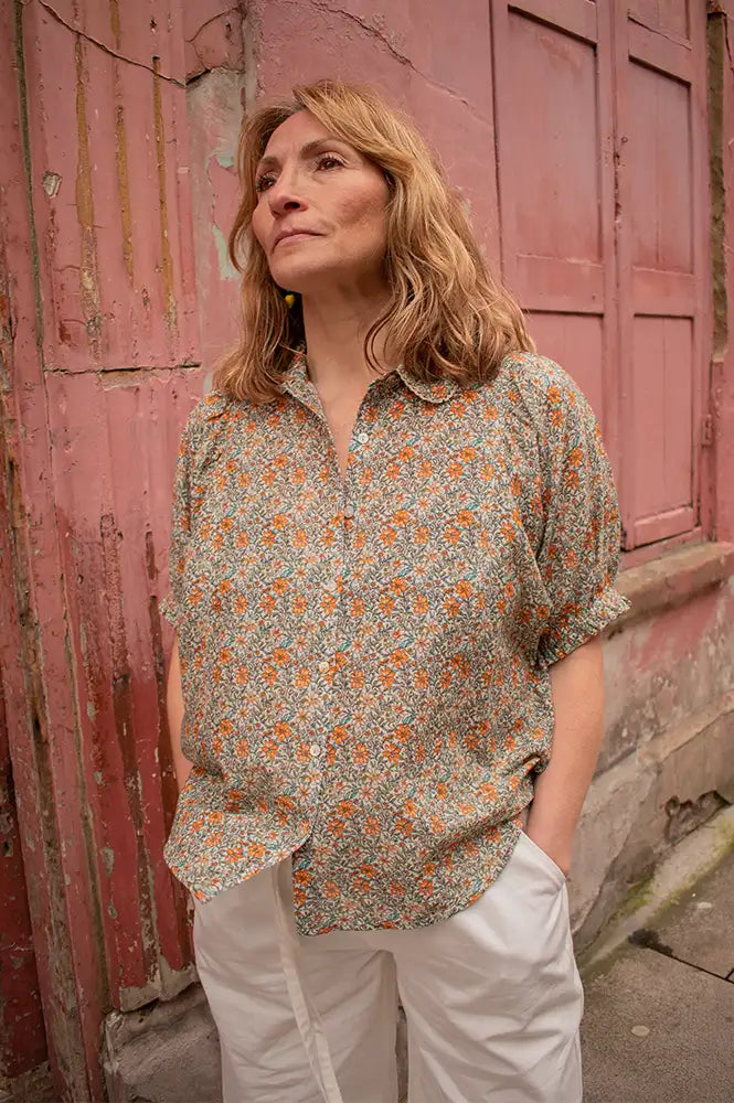 M.A.B.E Jaci Orange Floral Blouse - The Mercantile London