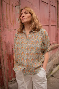 M.A.B.E Jaci Orange Floral Blouse - The Mercantile London