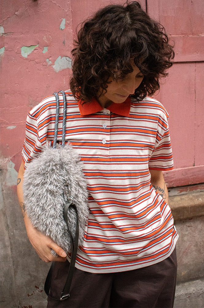 ICHI Mira Sunset Stripe Polo T-Shirt