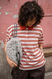 ICHI Mira Sunset Stripe Polo T-Shirt