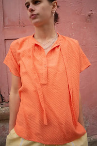 Tanavana Ivy Plains Orange Blouse - The Mercantile London