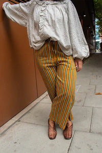 Mercantile Yellow Striped Printed Cotton Trousers