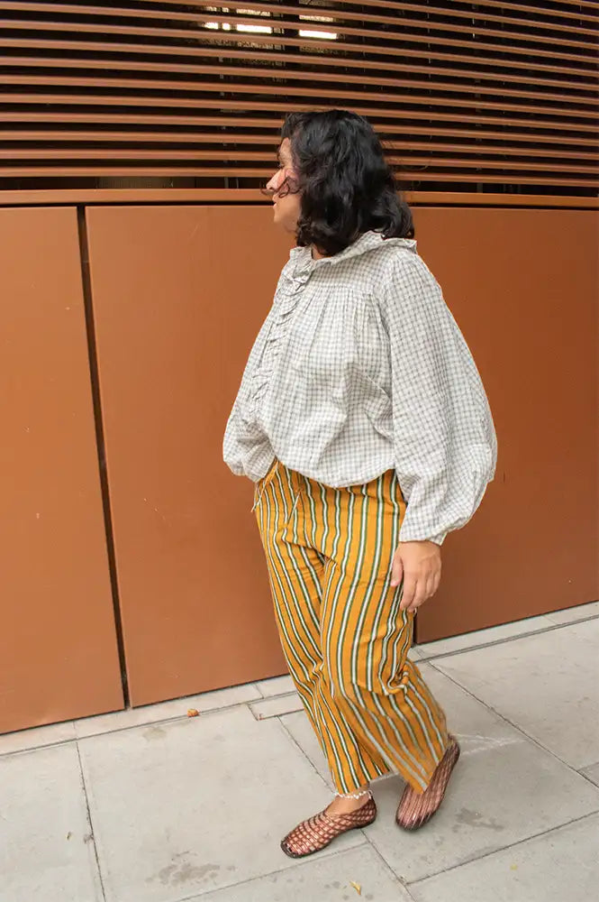 Mercantile Yellow Striped Printed Cotton Trousers