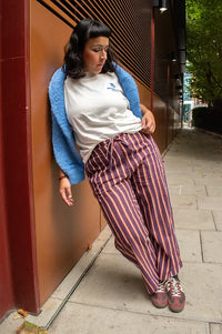 Mercantile Purple Striped Printed Cotton Trousers
