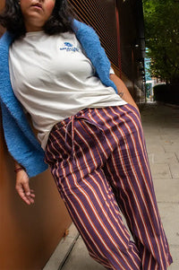 Mercantile Purple Striped Printed Cotton Trousers