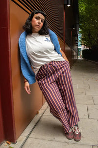 Mercantile Purple Striped Printed Cotton Trousers