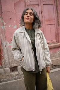 Damson Madder Lailah Oyster Gingham Lightweight Bomber