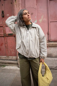 Damson Madder Lailah Oyster Gingham Lightweight Bomber