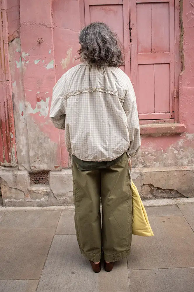 Damson Madder Lailah Oyster Gingham Lightweight Bomber