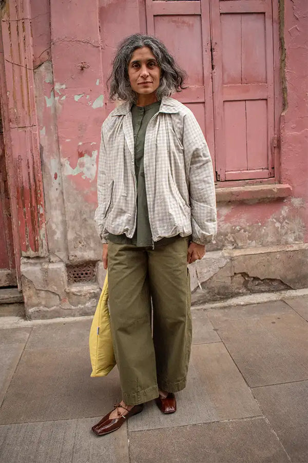 Damson Madder Lailah Oyster Gingham Lightweight Bomber