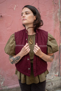 Seventy + Mochi Pablo Quilted Mulberry Sleeveless Vest - The Mercantile London