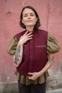 Seventy + Mochi Pablo Quilted Mulberry Sleeveless Vest - The Mercantile London