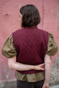Seventy + Mochi Pablo Quilted Mulberry Sleeveless Vest - The Mercantile London