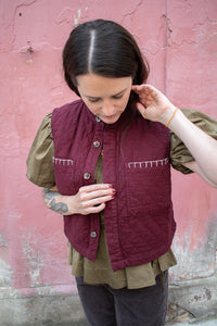 Seventy + Mochi Pablo Quilted Mulberry Sleeveless Vest - The Mercantile London