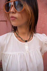 Palm Of Feronia Turquoise Oynx Gemstone Movement Necklace