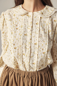Amente Cream & Yellow Peter Pan Collar Shirt