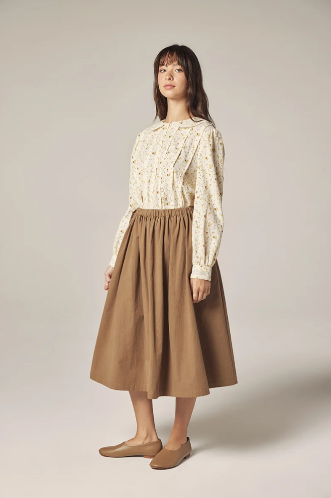 Amente Cream & Yellow Peter Pan Collar Shirt