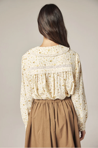 Amente Cream & Yellow Peter Pan Collar Shirt