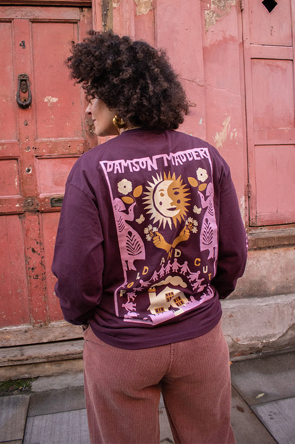 Damson Madder Fig Paper Cut Long-Sleeve T-Shirt