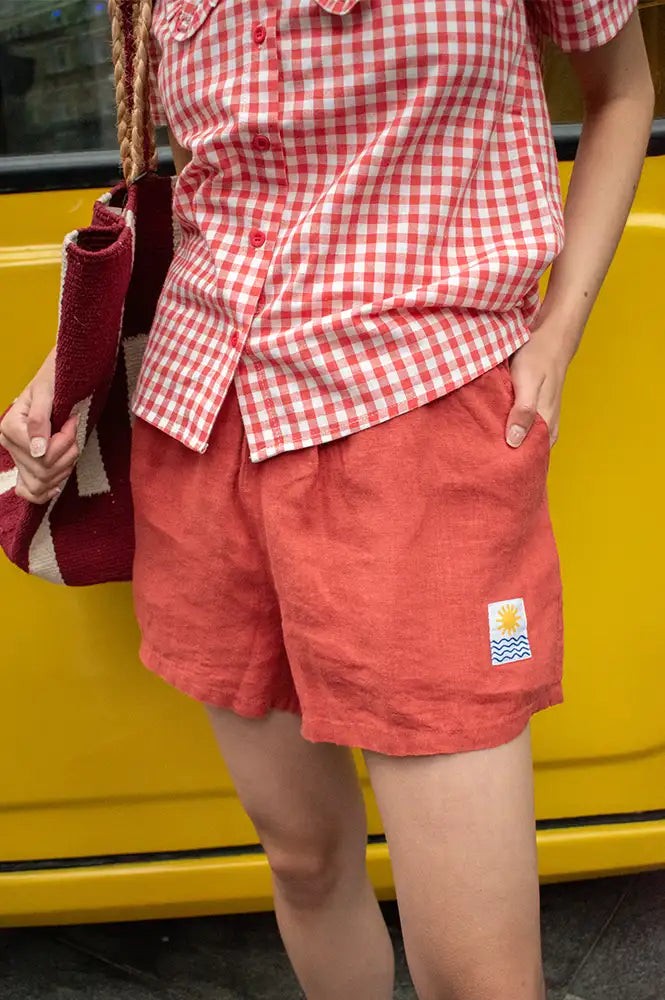 L.F. Markey Basic Paprika Linen Shorts