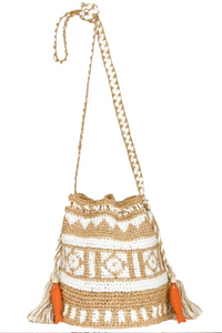 M.A.B.E Pari Raffia Ecru Pouch - The Mercantile London