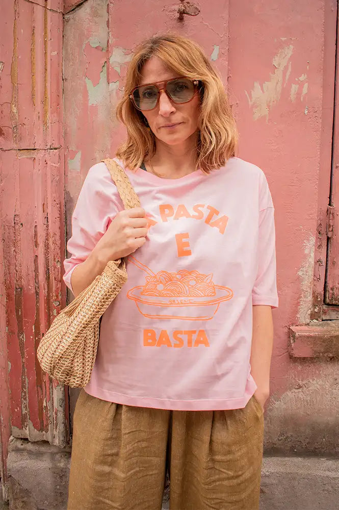 A.P La Pasta E Basta Powder Pink T-Shirt - The Mercantile London