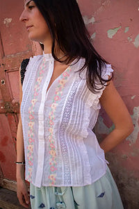 Chicosoleil Sophia Pastel Flowers Blouse - The Mercantile London