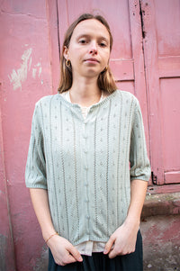 Yerse Mint Green Pointelle Cardigan - The Mercantile London