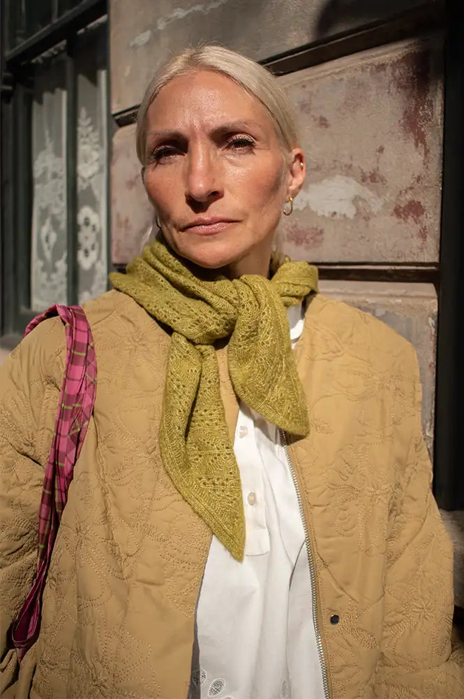 Nice Things Pastel Lime Openwork Knitted Scarf