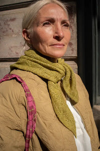 Nice Things Pastel Lime Openwork Knitted Scarf