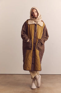 Amente Collared Patch Quilted Coat