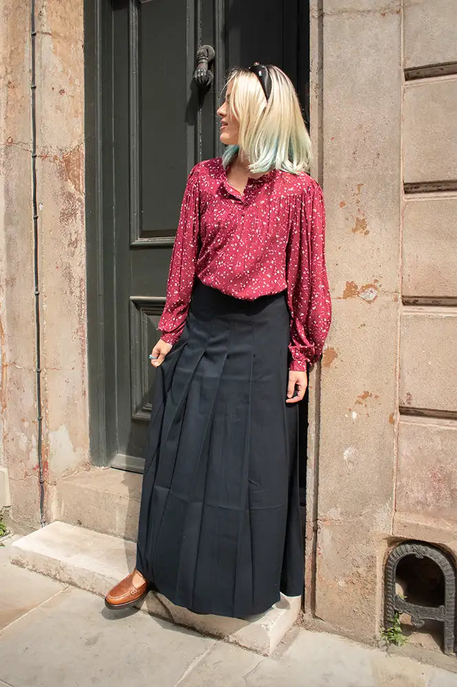JcSophie Paulette Navy Pleated Skirt