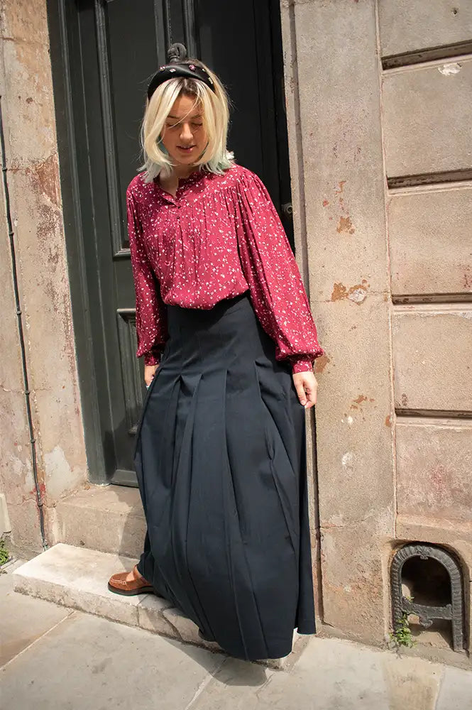 JcSophie Paulette Navy Pleated Skirt