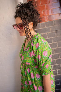 Pink City Prints Calypso Lime Pineapple Dress - The Mercantile London