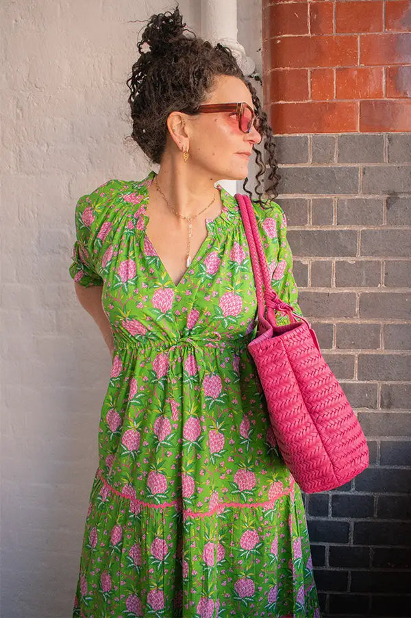 Pink City Prints Calypso Lime Pineapple Dress The Mercantile London Pink City Prints Calypso Lime Pineapple Dress The Mercantile London