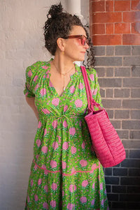 Pink City Prints Calypso Lime Pineapple Dress - The Mercantile London