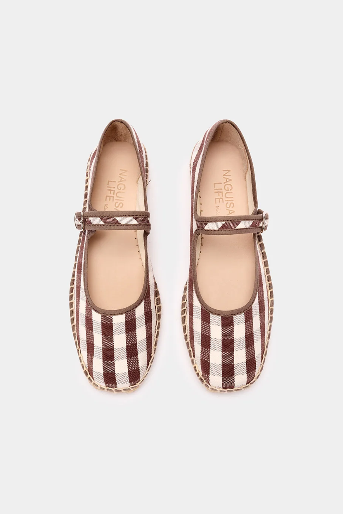 Naguisa Peonia Brown Check Mary Janes - The Mercantile London