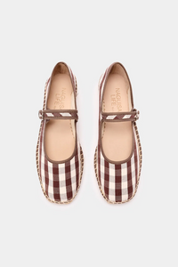 Naguisa Peonia Brown Check Mary Janes - The Mercantile London