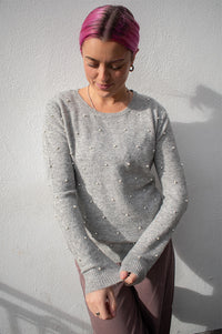 ICHI Macon Grey Melange Pullover - The Mercantile London