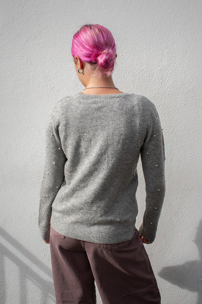 ICHI Macon Grey Melange Pullover - The Mercantile London