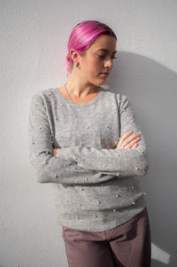 ICHI Macon Grey Melange Pullover - The Mercantile London