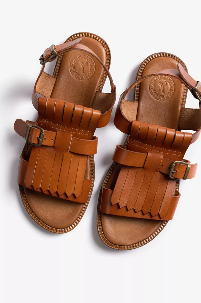 Penelope Chilvers Cordoba Fringe Tan Leather Sandal - The Mercantile London